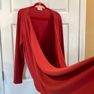 Women’s Red/Orange Wrap Around Knit Top/Blouse Sz L